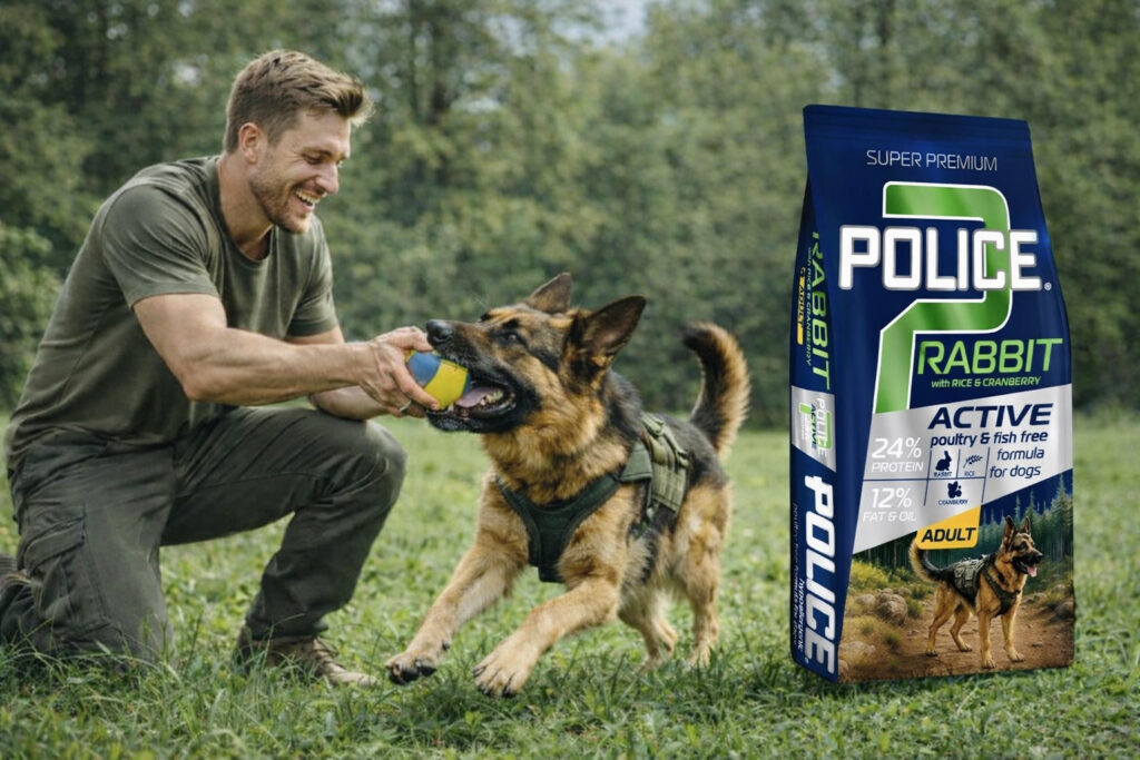 Police rabbit dog food